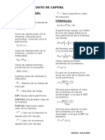 Formulas de Costo Capital