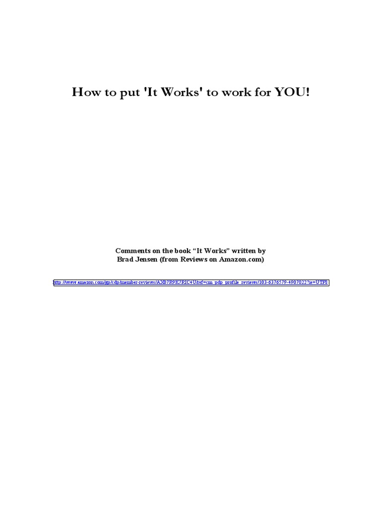 Brad Jensen - It Works PDF | PDF | Lifestyle