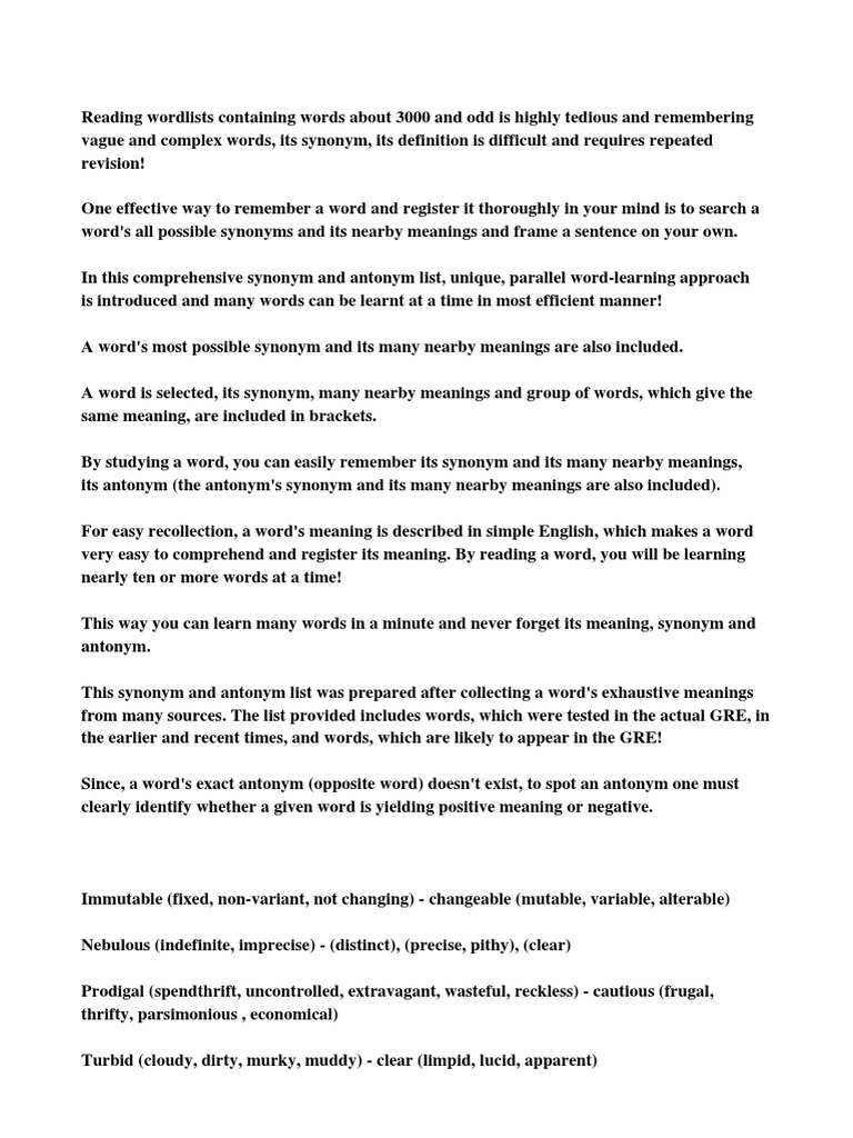 Comprehensive Word List PDF | PDF
