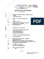 Schedule of Activities: Rizal Central School Llanera Central School