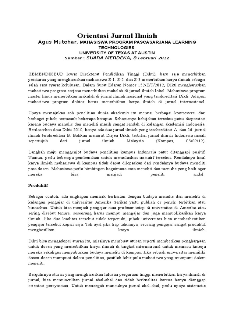 Orientasi Jurnal Ilmiah