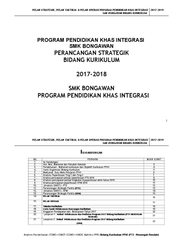 Perancangan Strategik Kurikulum 2016 Ppki Pdf