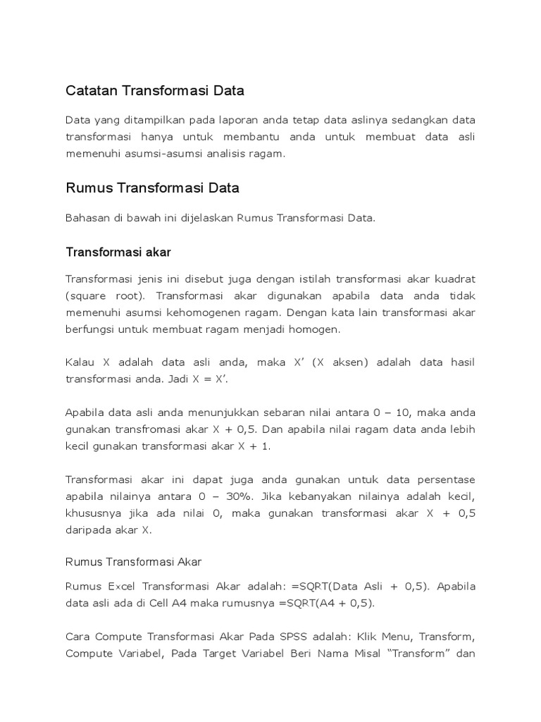 Catatan Transformasi Data | PDF