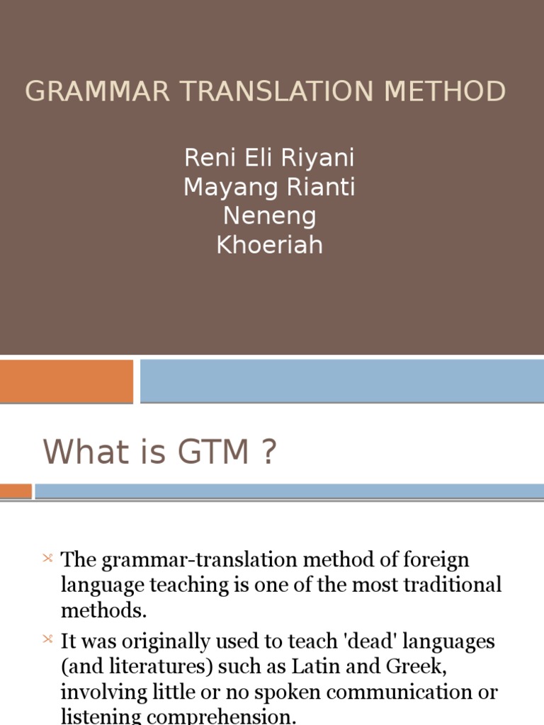 Overview of the Grammar Translation Method | PDF | Semiotics | Cognition