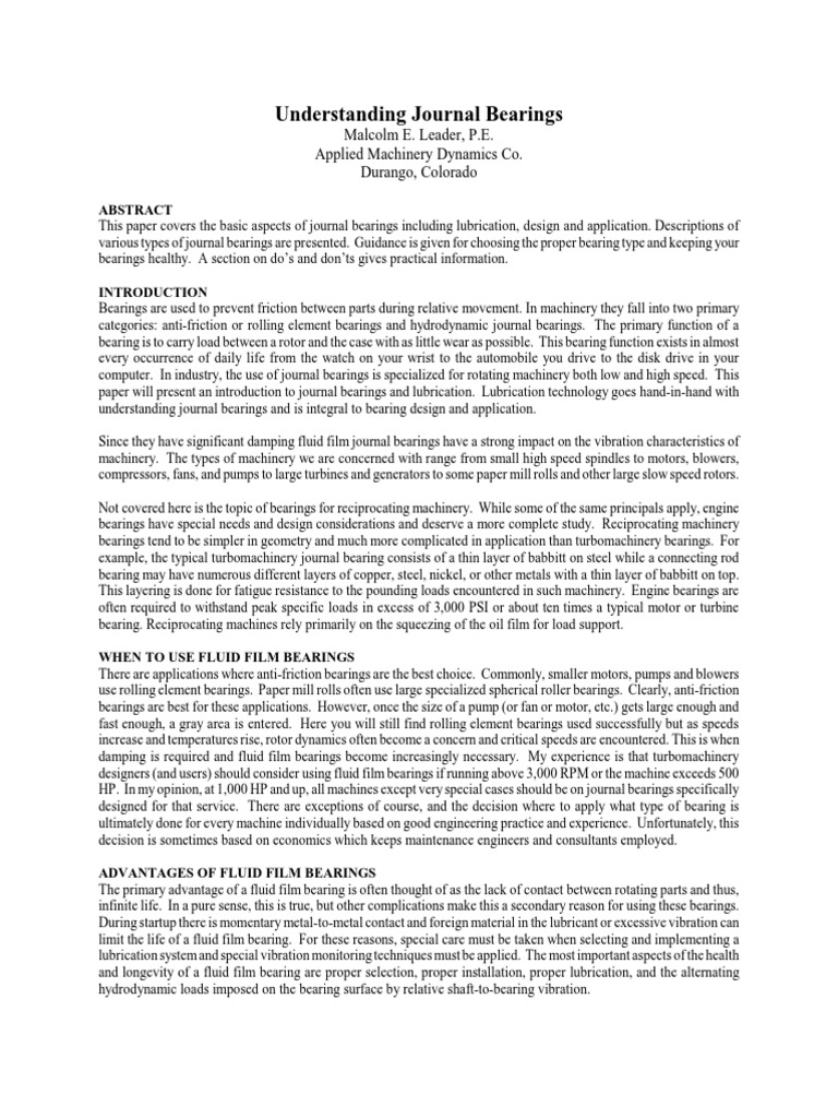 2 LEADER Understanding Journal Bearings PDF PDF Viscosity