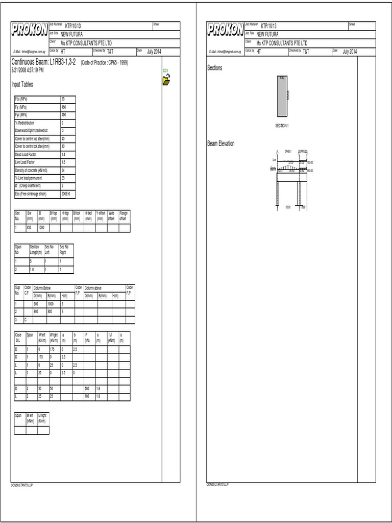 Continuous Beam: L1RB3-1,3-2: Sections | PDF