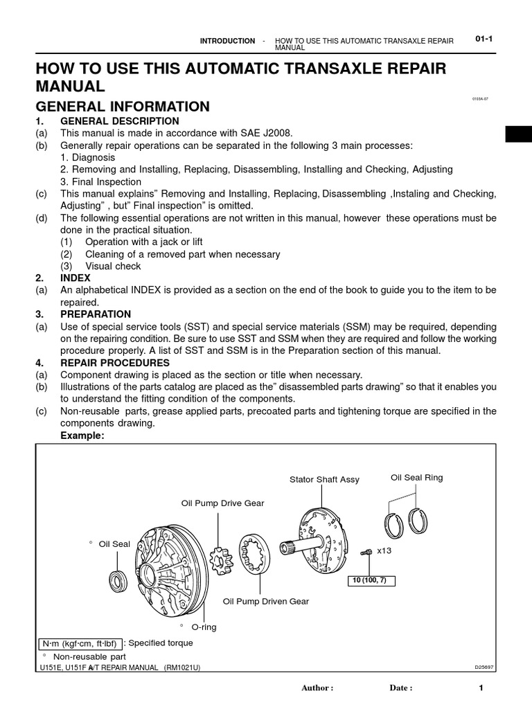 Automatic Transaxle Repair Manual | PDF | Automatic Transmission ...