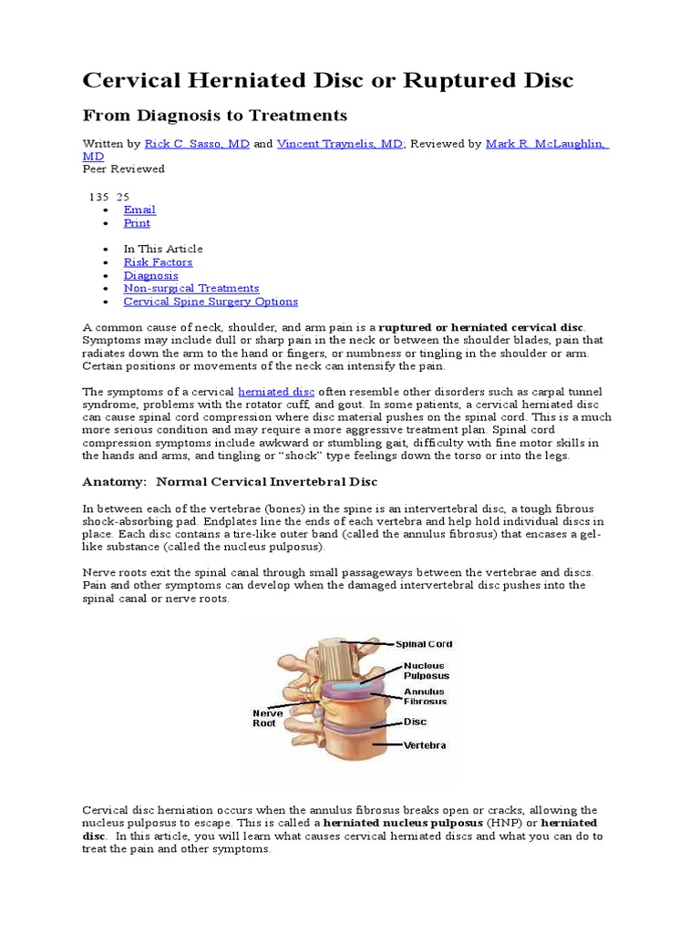 Cervical Herniated Disc or Ruptured Disc | PDF | Musculoskeletal System ...