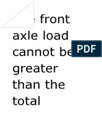 The Front Axle Load Cannot Be Greater Than The Total Vehiclemass