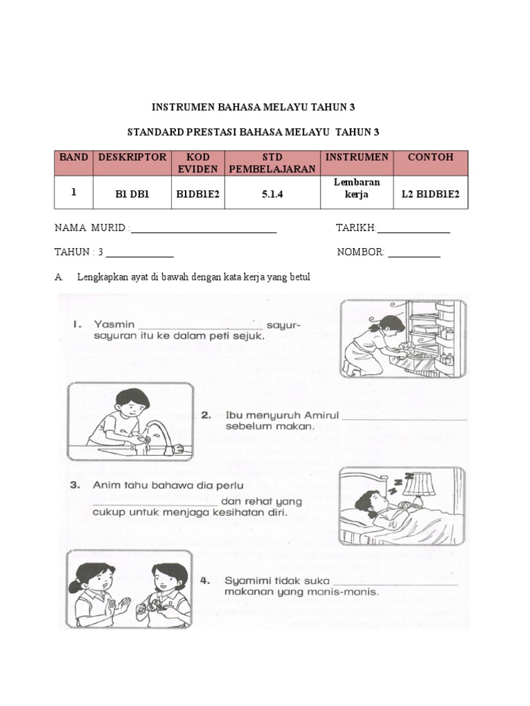 Instrumen B1db1e2 Kata Kerja Aktif Transitif 5 1 4 Buku Tulis Pdf