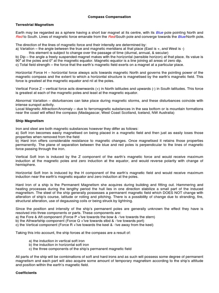 Compass Compensation PDF Compass Earth's Field