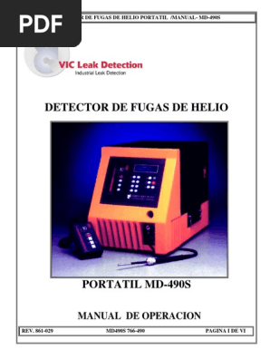 Manual Detector De Fugas De Helio 490s Espanol Helio Vacio