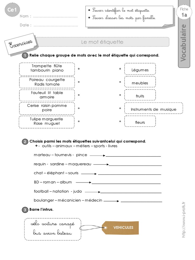 Les Familles De Mots Ce1 Exercices Pdf Ce1 Exercices Mot Etiquette | PDF | Plantes comestibles | Cuisine végan