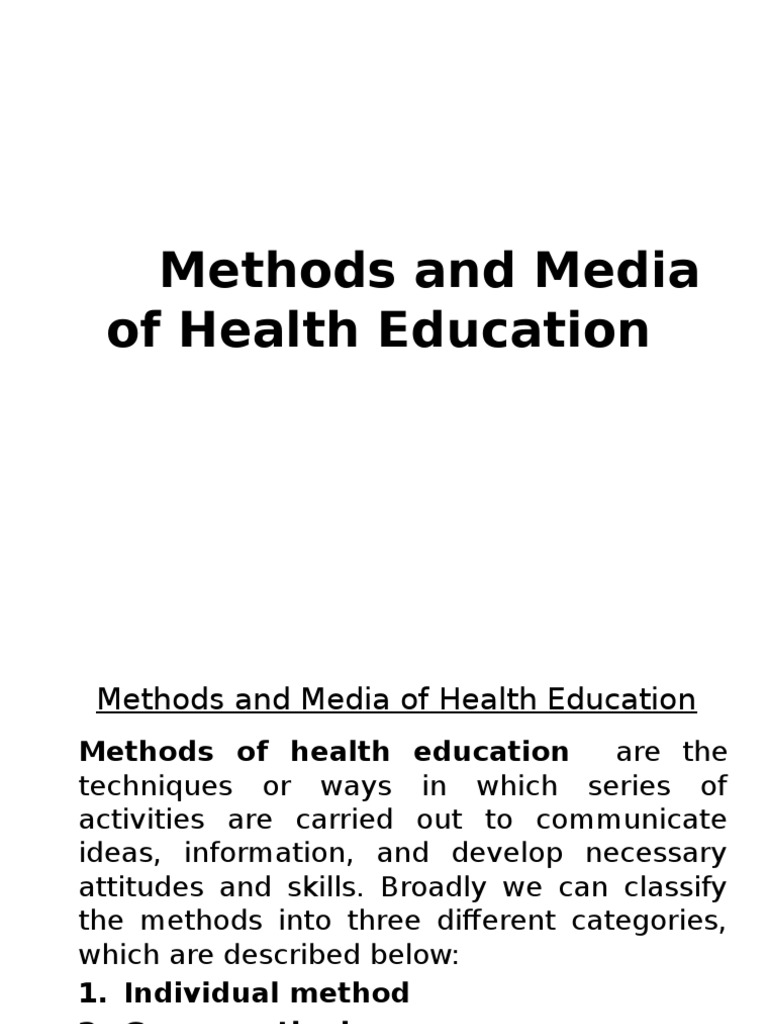 Methods and Media of Health Education Lecture Learning