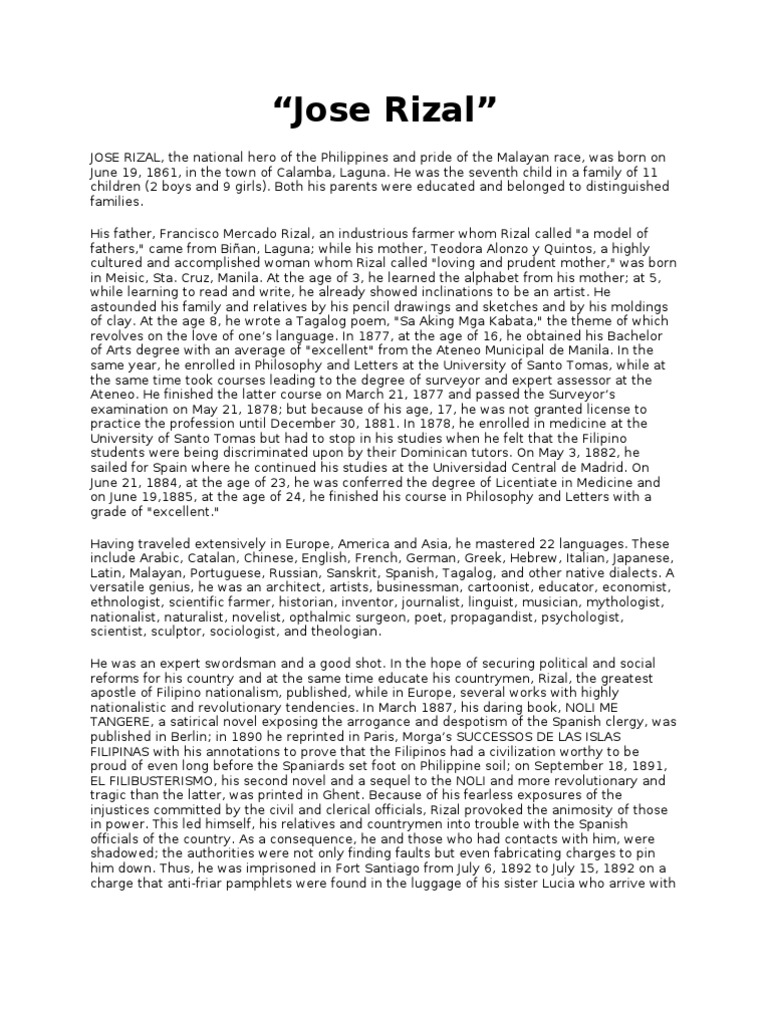 Life and Legacy of Jose Rizal | PDF | Philippines | Morality