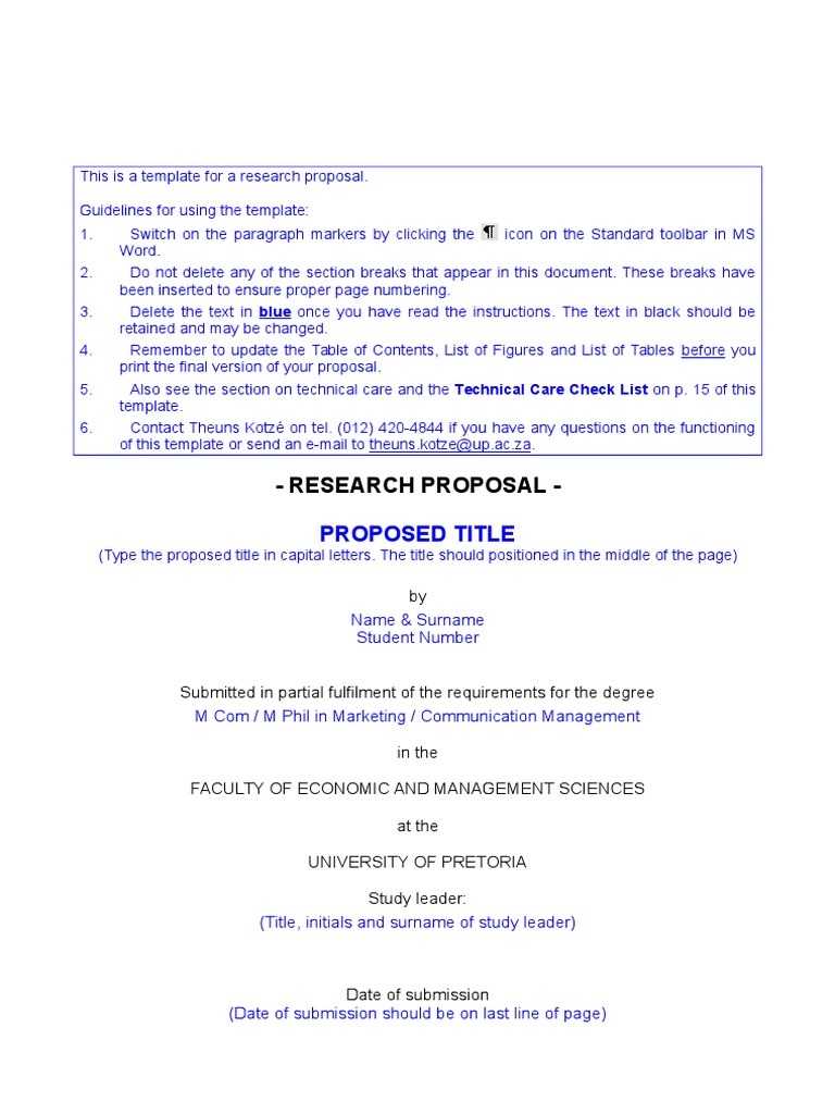 title page in research proposal