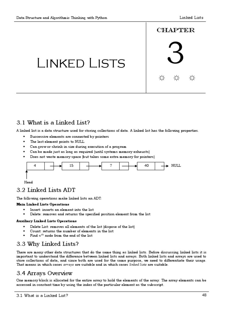 Sample Linked Lists Chapter (Data Structure and Algorithmic Thinking ...