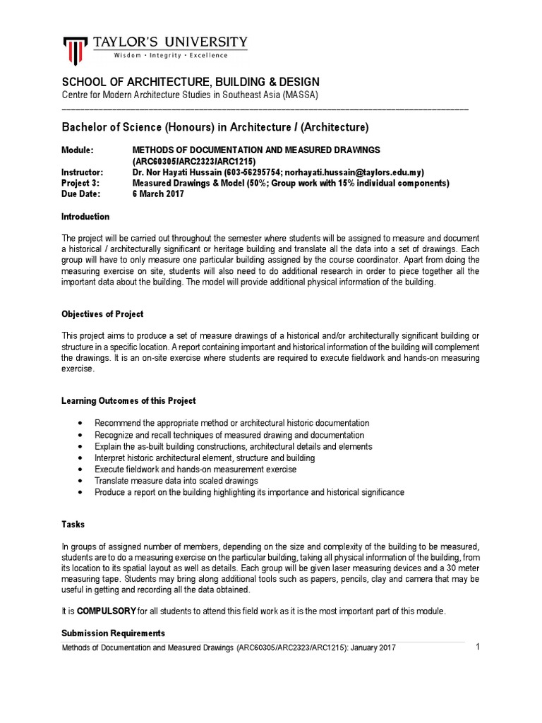 Arc 60305 Project 3 Measured Drawings 2017 | PDF