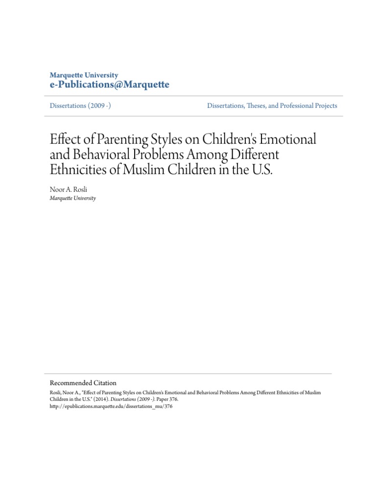 Effect of Parenting Styles On Childrens Emotional and Behavioral PDF ...