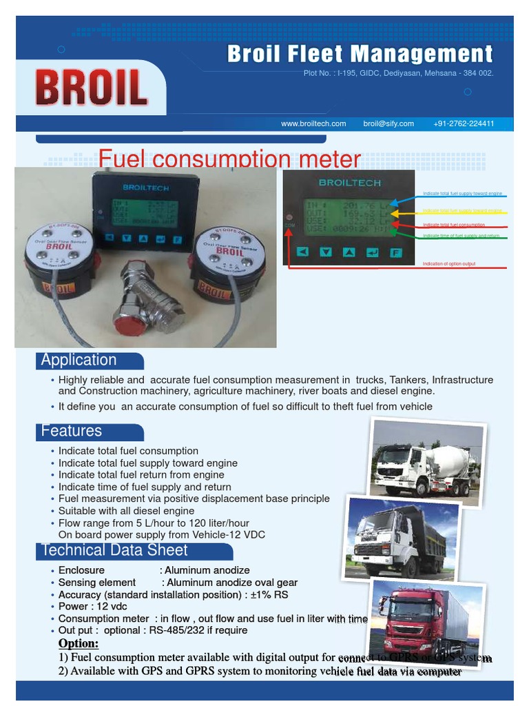 Vehicle Fuel Consumption Meter Flow Measurement Engines