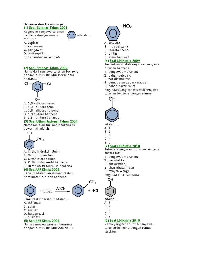 Soal Benzena Dan Turunannya