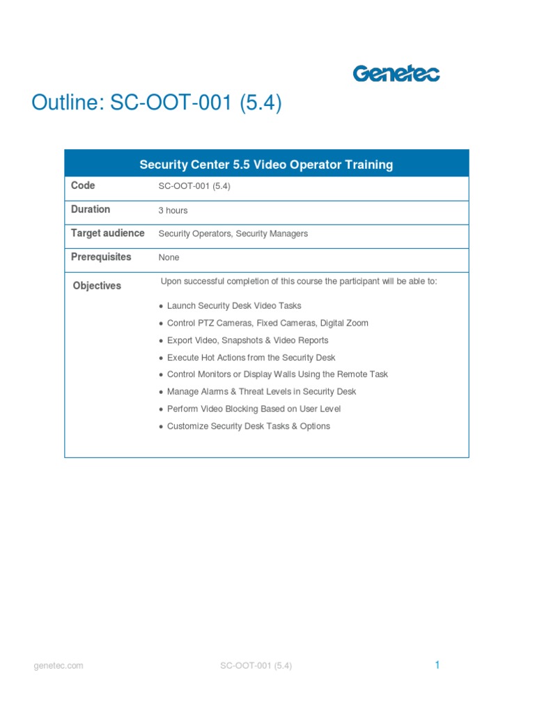 Genetec Security Center Video Training | PDF