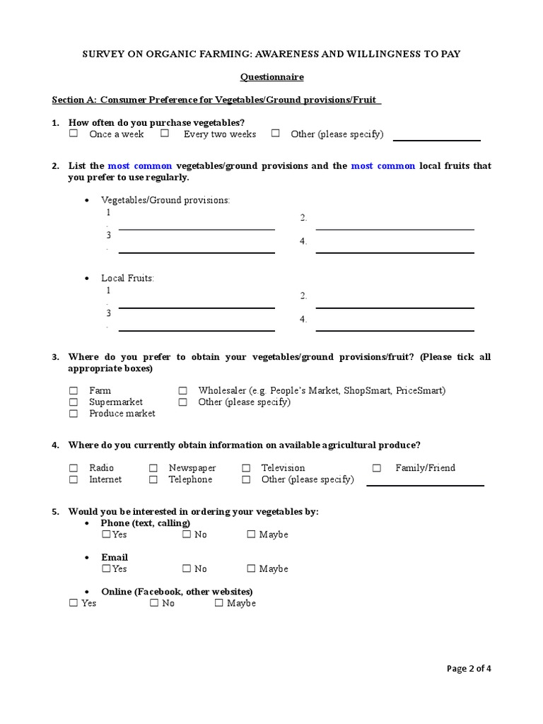 Organic Farming Questionnaire.24 Organic Foods Organic Farming