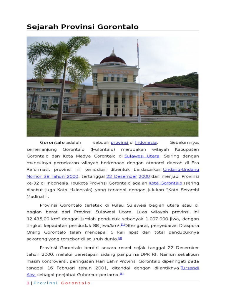 Sejarah Provinsi Gorontalo