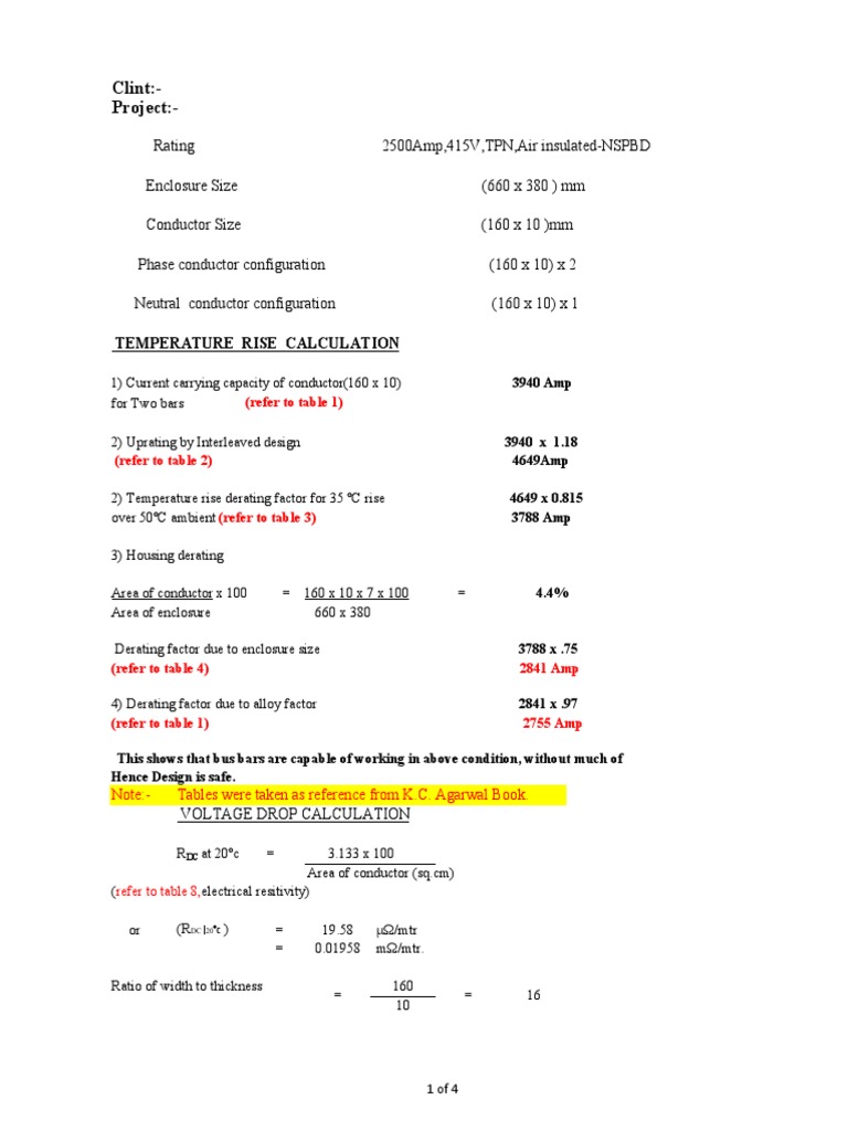2500 Busbar Calculation | PDF | Electrical Resistivity And Conductivity ...