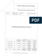 Commissioning Operational Test List