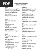 Isang Pasasalamat Lyrics | PDF