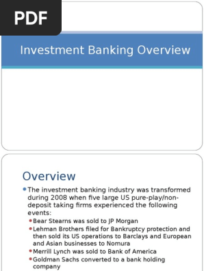 Investment Banking Overview Investment Banking Repurchase