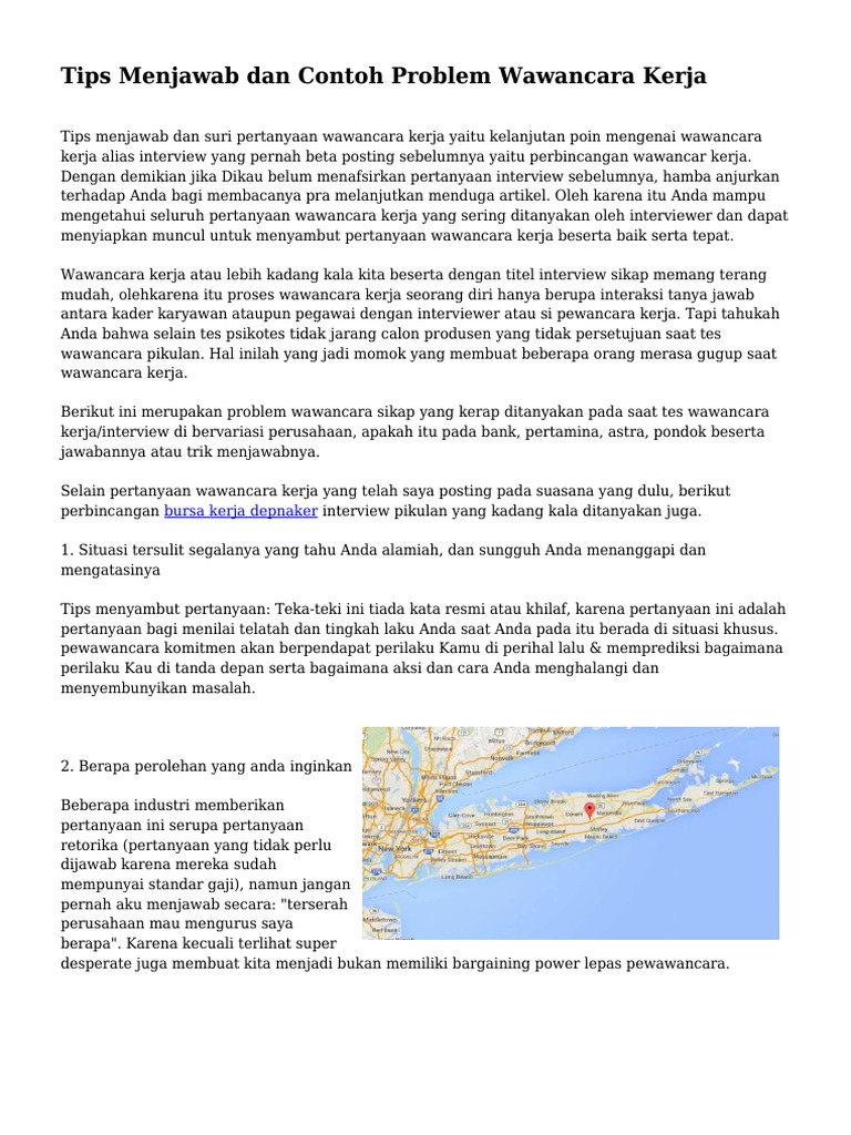 Tips Menjawab Dan Contoh Problem Wawancara Kerja