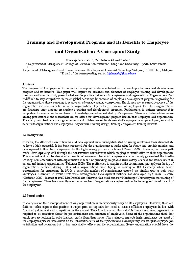 Benefits of Employee Training Programs | PDF | Employee Retention ...