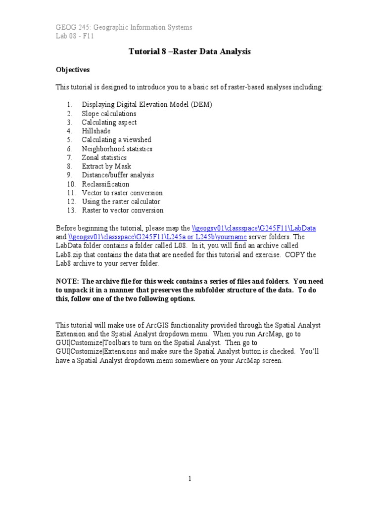 Raster Data Analysis in GIS Lab 8 | PDF | Geographic Information System ...