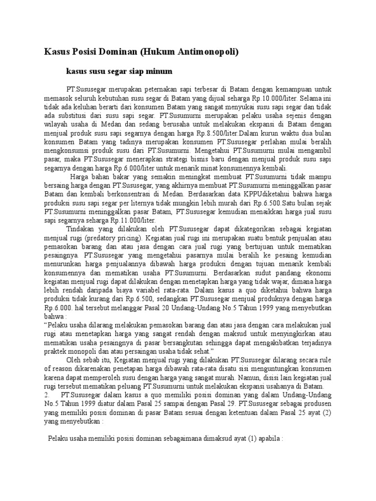 Kasus Posisi Dominan | PDF