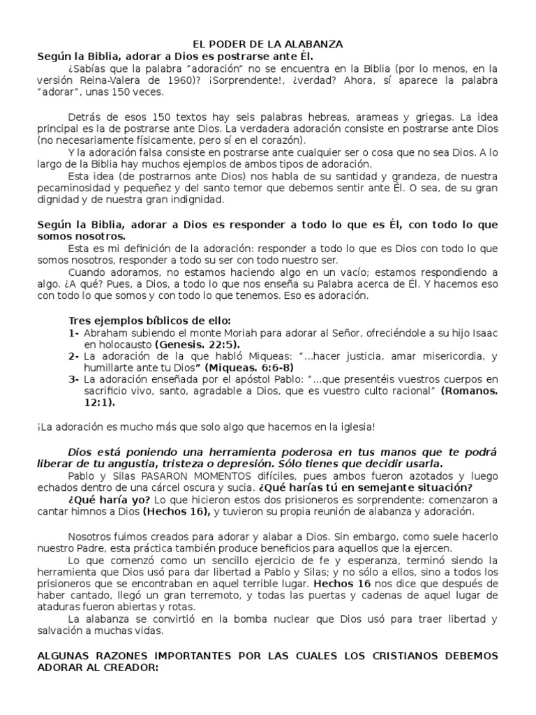 El Poder Transformador de la Alabanza | PDF | Fe | Pablo el apóstol