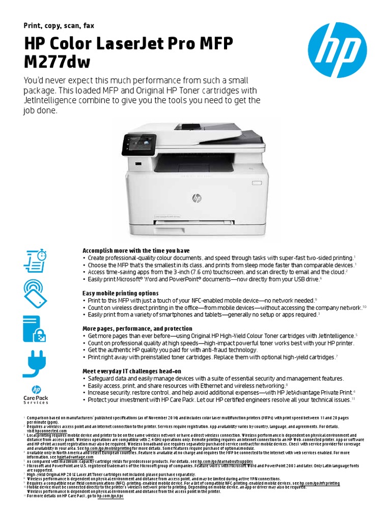 HP Color Laserjet Pro MFP M277Dw PDF Printer Image
