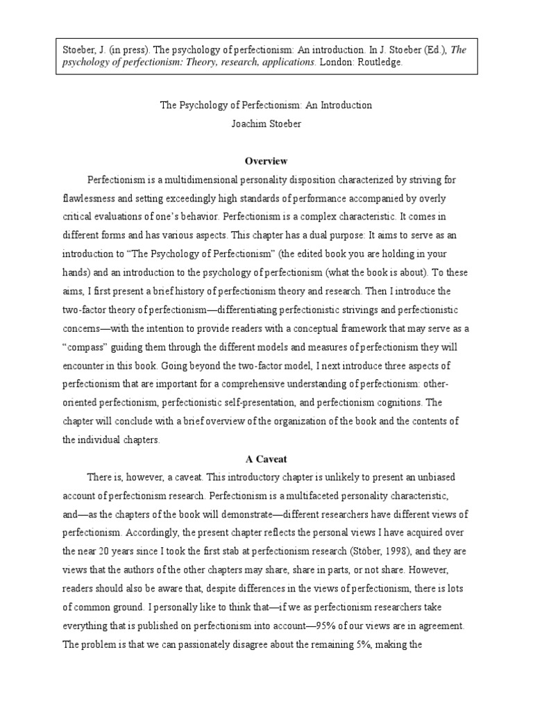 The Psychology Of Perfectionism An Intro Pdf Pdf Perfectionism