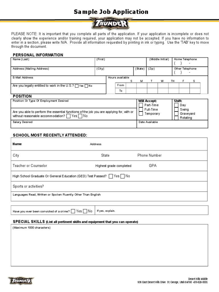 Comprehensive Job Application Form | PDF | Employment | Labour