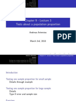 Chapter 9 - Lecture 3 Tests About A Population Proportion: Andreas Artemiou