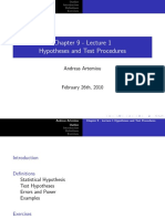 Chapter 9 - Lecture 1 Hypotheses and Test Procedures: Andreas Artemiou