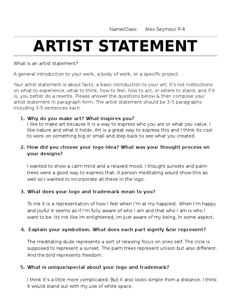 Graphic Design Artist Statement Guide | PDF | Logos | Thought