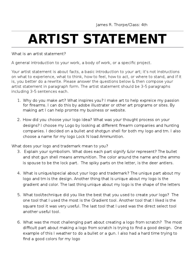 Artist Statement on Logo Design Process | PDF | Logos | Communication