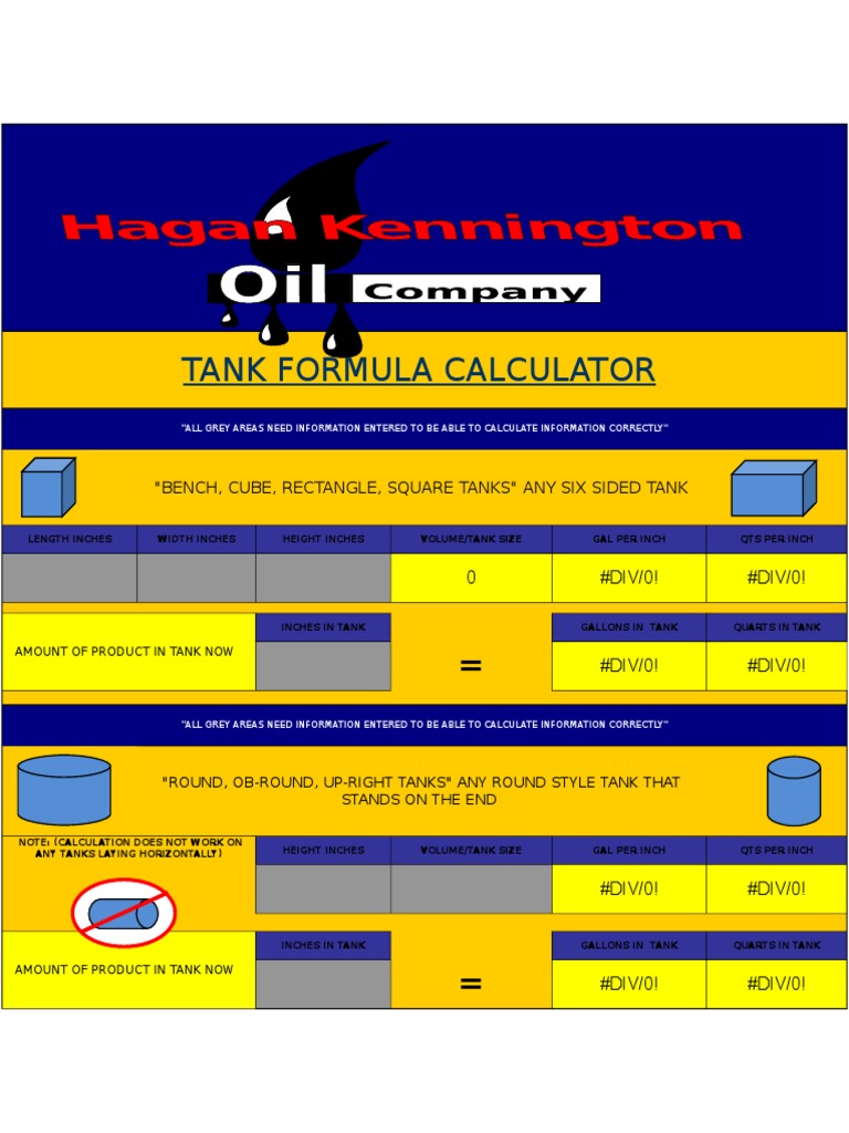 Tank Formula Calculator "Bench, Cube, Rectangle, Square Tanks" Any Six Sided Tank PDF