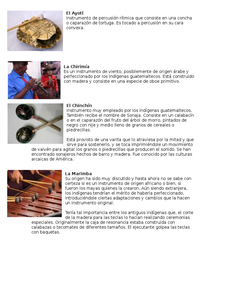 Instrumentos Autóctonos de Guatemala | PDF | Guitarras | Bajo