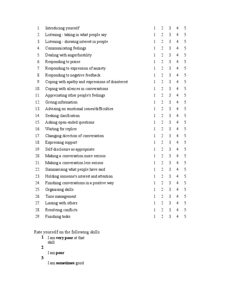 Interpersonal Skills Questionnaire | Extraversion And Introversion