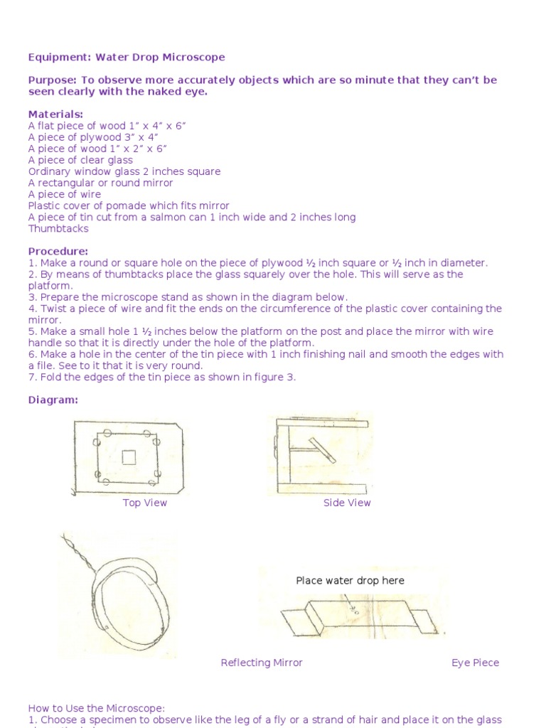 DIY Water Drop Microscope Guide | PDF