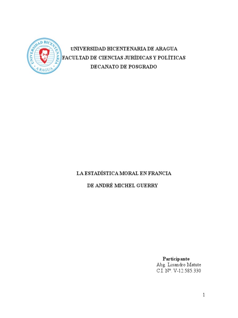 Estadística Moral de André Guerry | PDF | Adultos | Delito