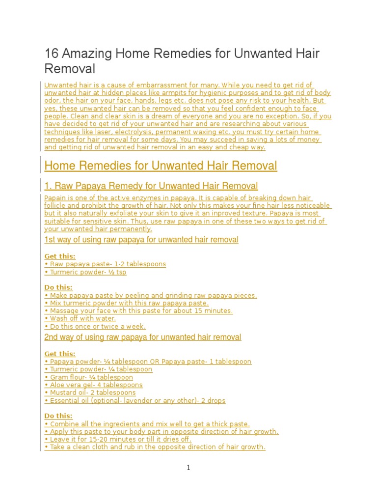 16 Amazing Home Remedies For Unwanted Hair Removal Omega 3 Fatty